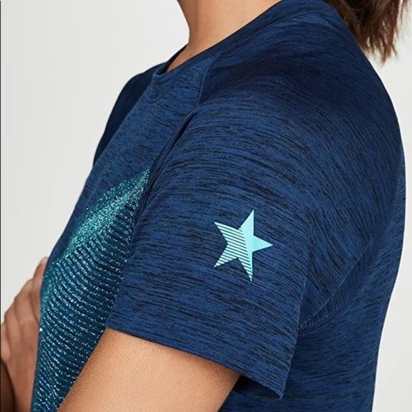 New LNDR Comet Poseidon Marl boxy oversized metallic panel cropped t-shirt top - Picture 7 of 14